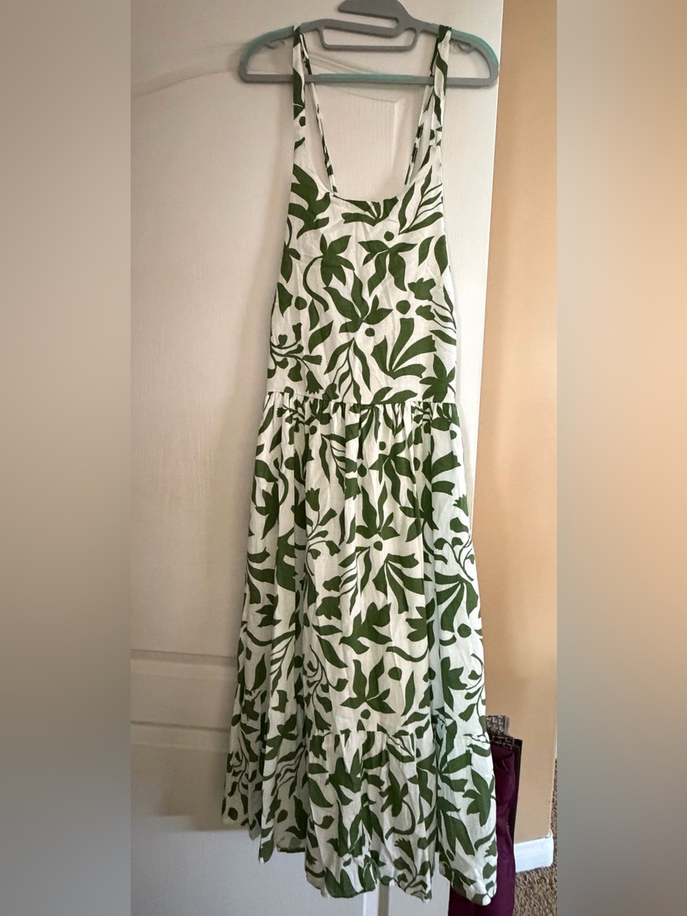 Tim and tru Sleeveless Green Leaf Print Midi Dress - White & Olive - Picture 5 of 6